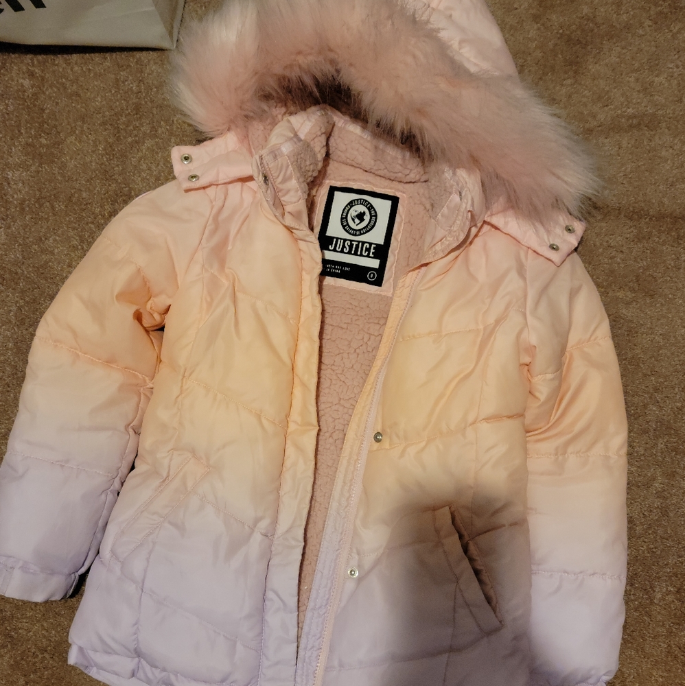 Justice puffer jacket, size 8